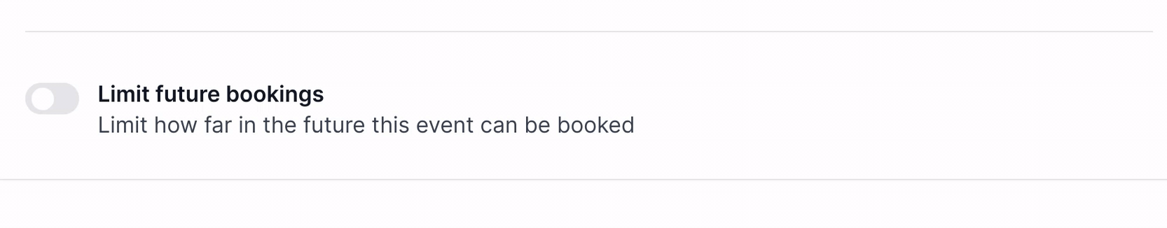 Cal.com limit future bookings toggle setting
