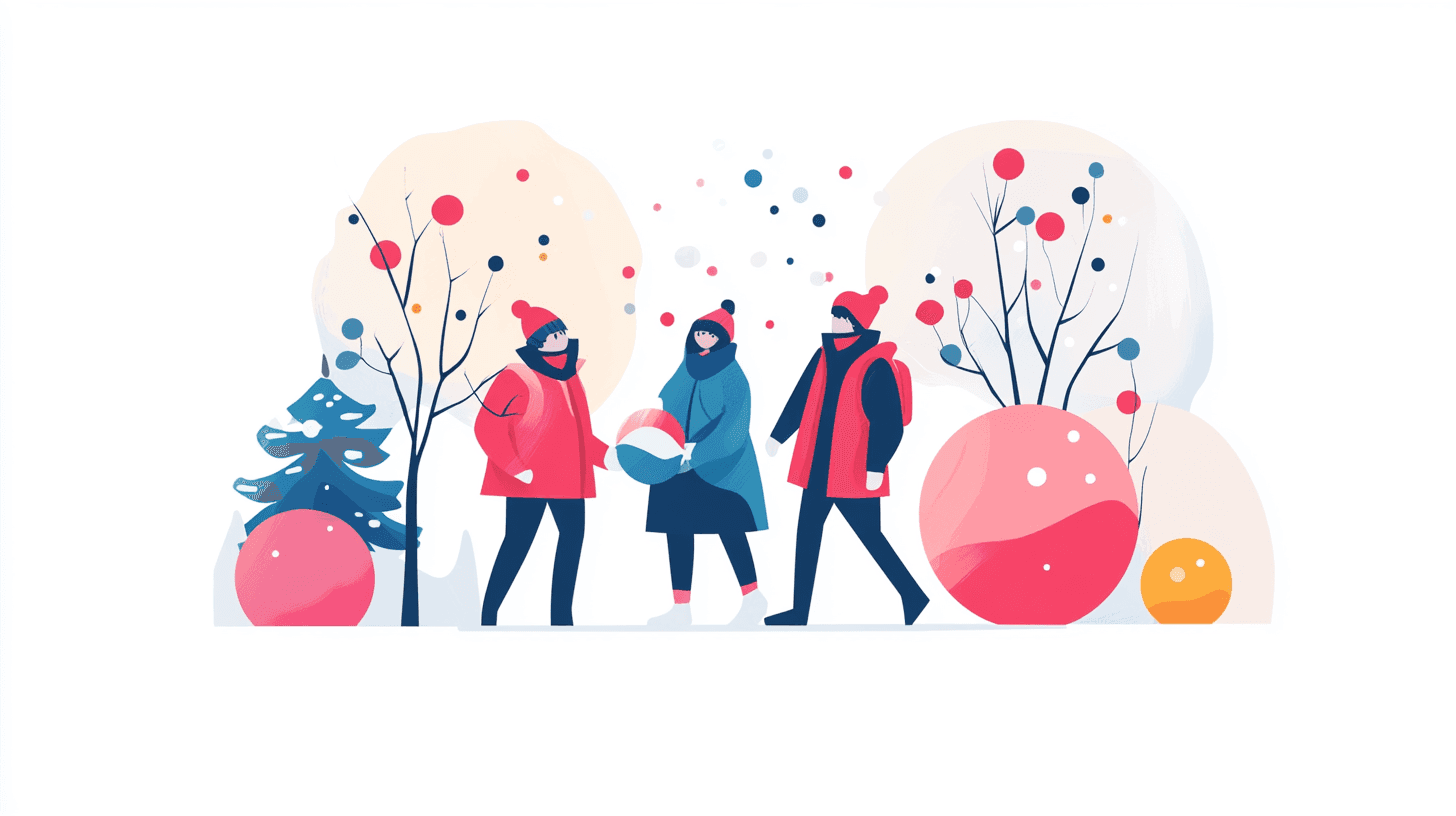 Illustration of people walking together in winter