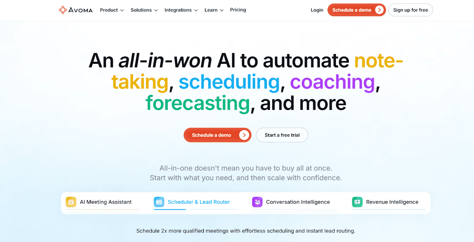 Avoma home page