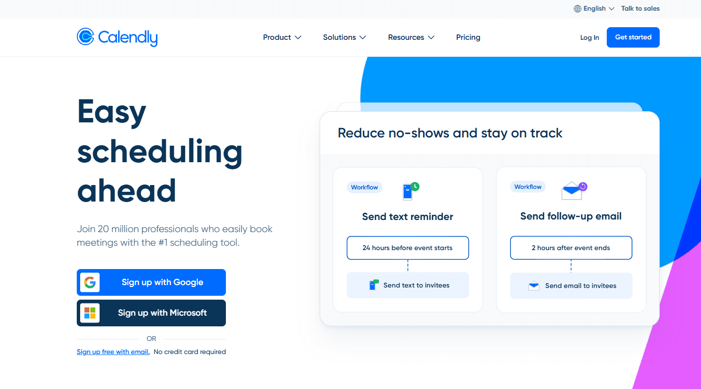 Calendly home page