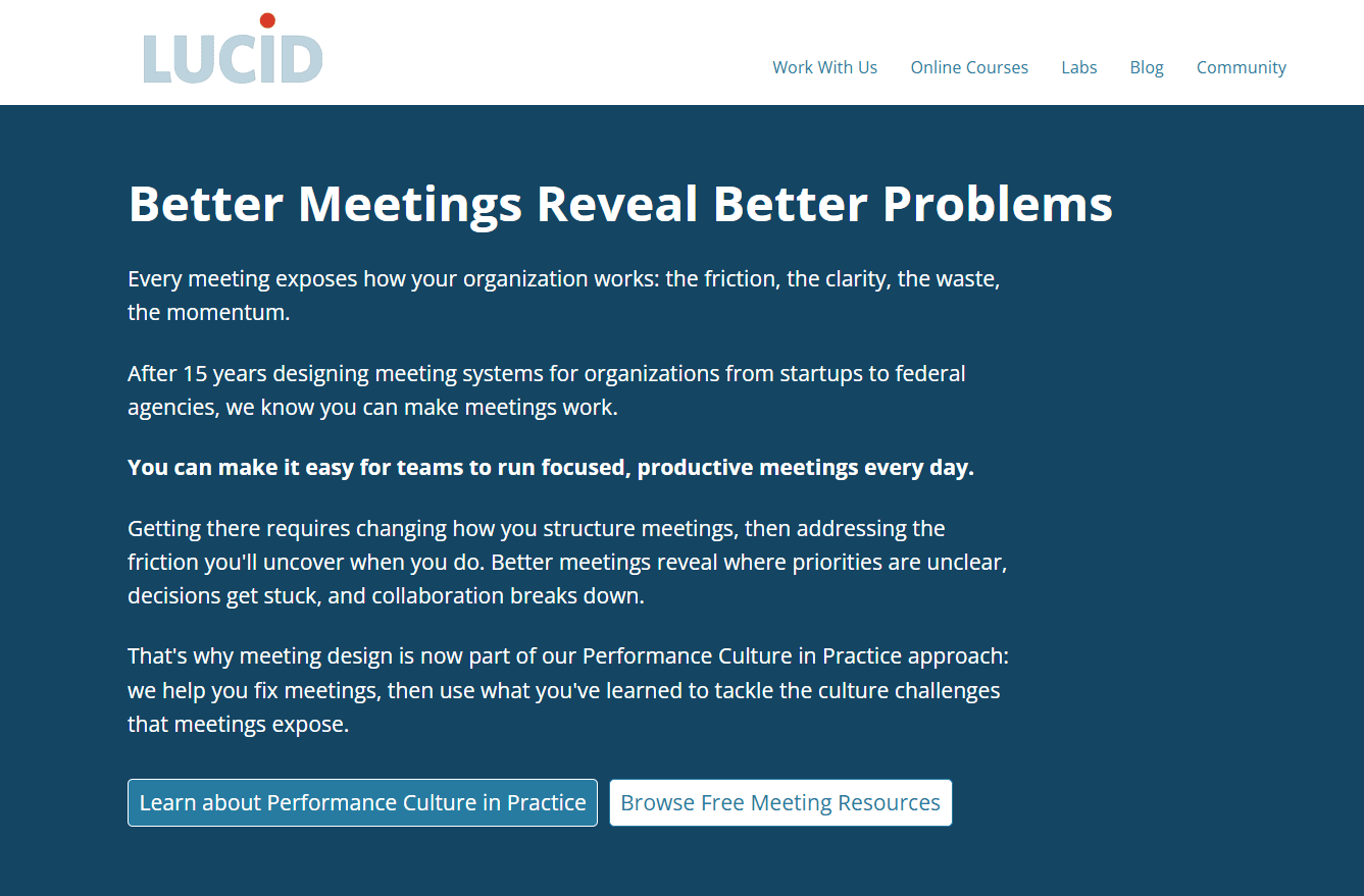 Lucid Meetings home page