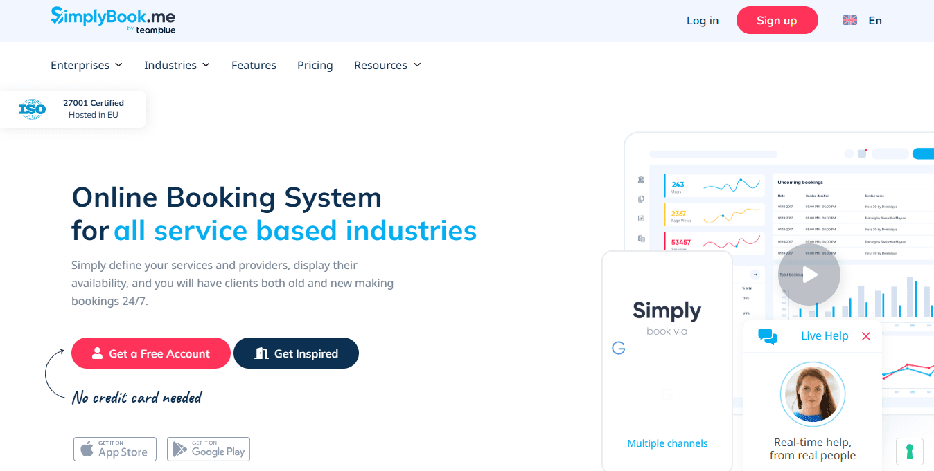 Simplybook.me homepage