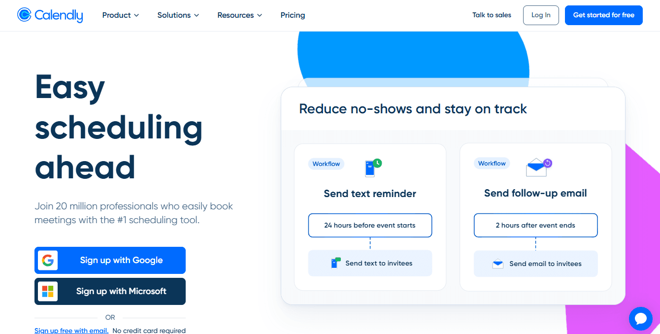 Calendly homepage hero section