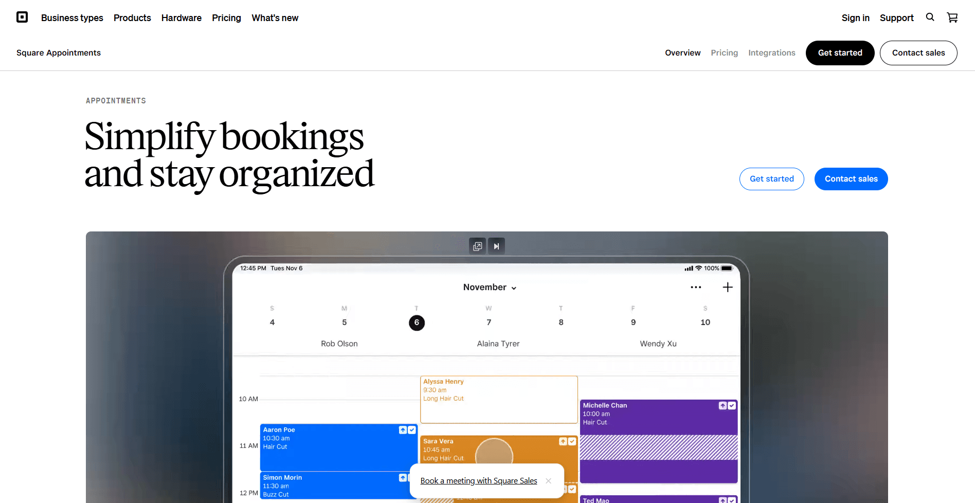 Square Appointments Homepage