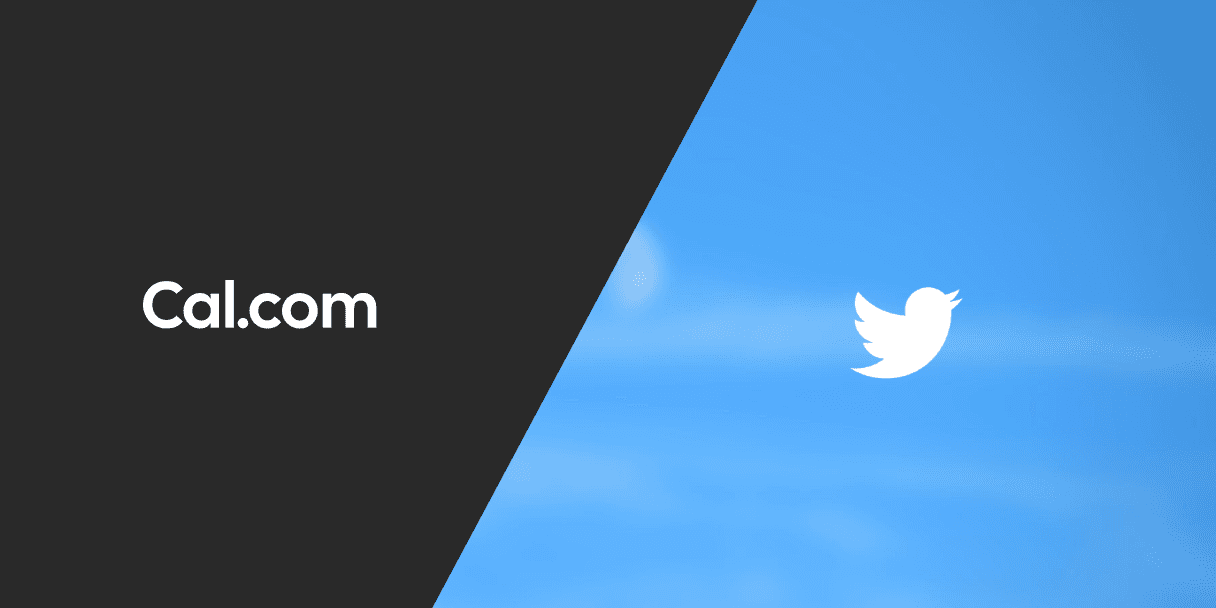Cal.com logo beside the Twitter bird logo