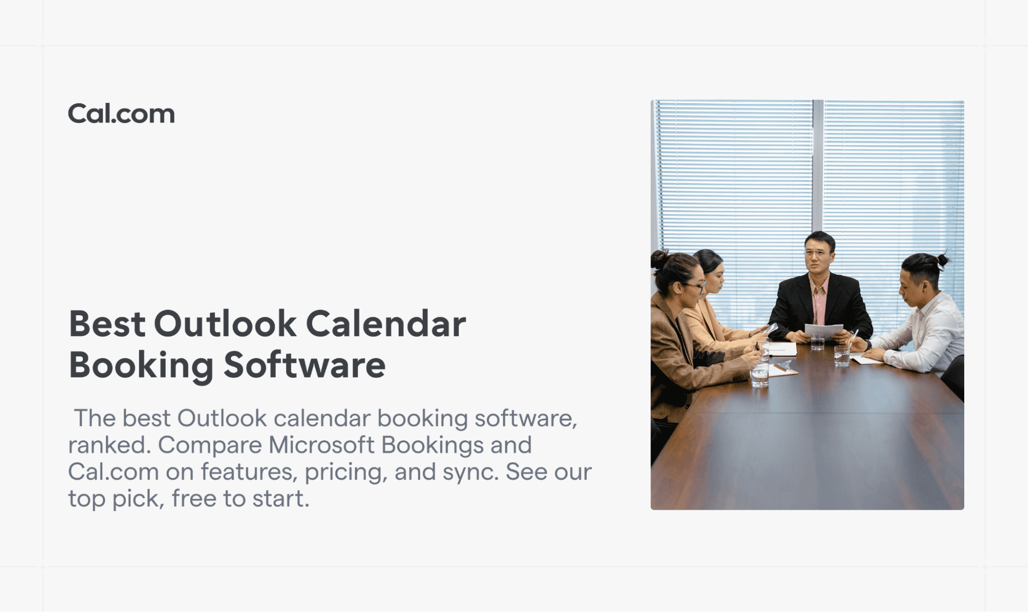 Cal.com blog banner about Outlook calendar software