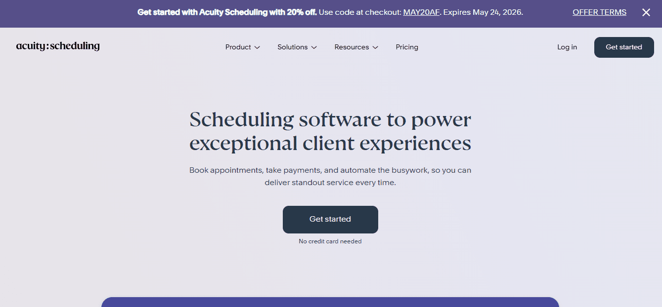 Acuity Scheduling homepage