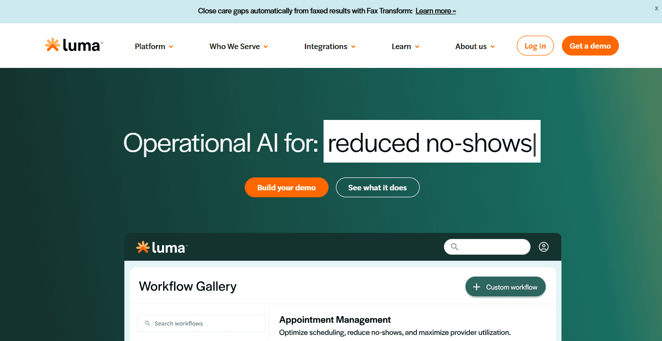 Luma Health homepage