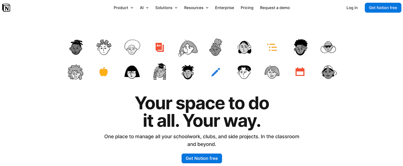 Notion homepage