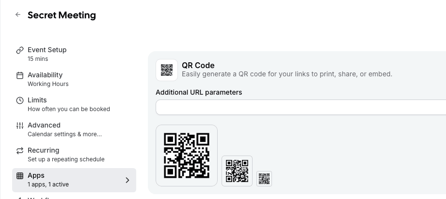 Cal.com QR code generator for booking link