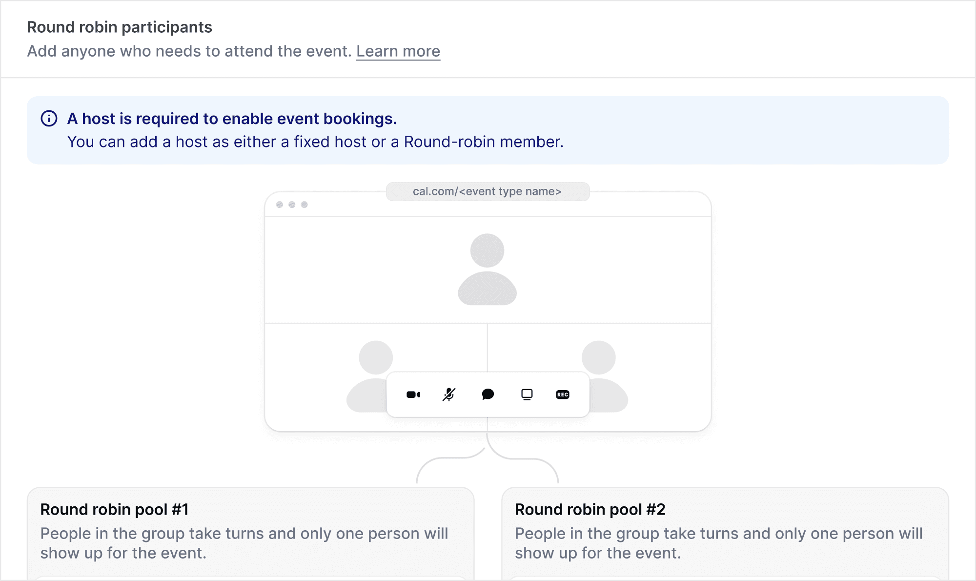 Screenshot of Cal.com round robin participants settings