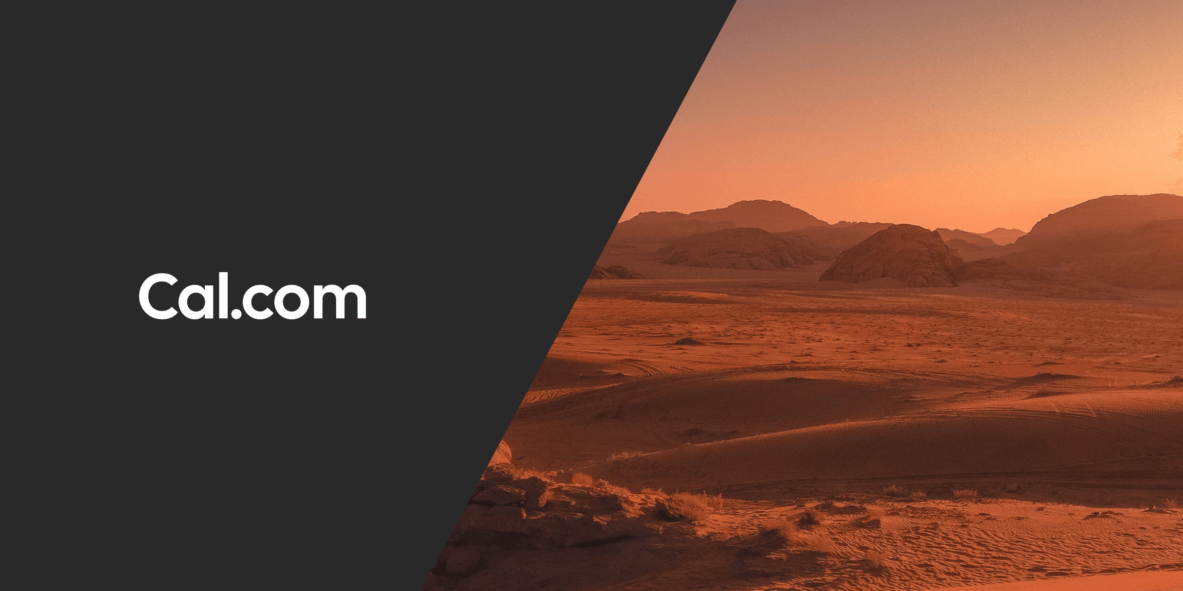 Cal.com logo beside a Mars desert landscape
