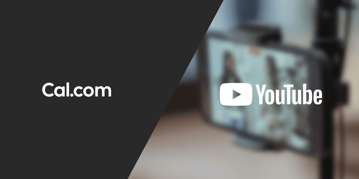 Cal.com logo beside YouTube logo and camera