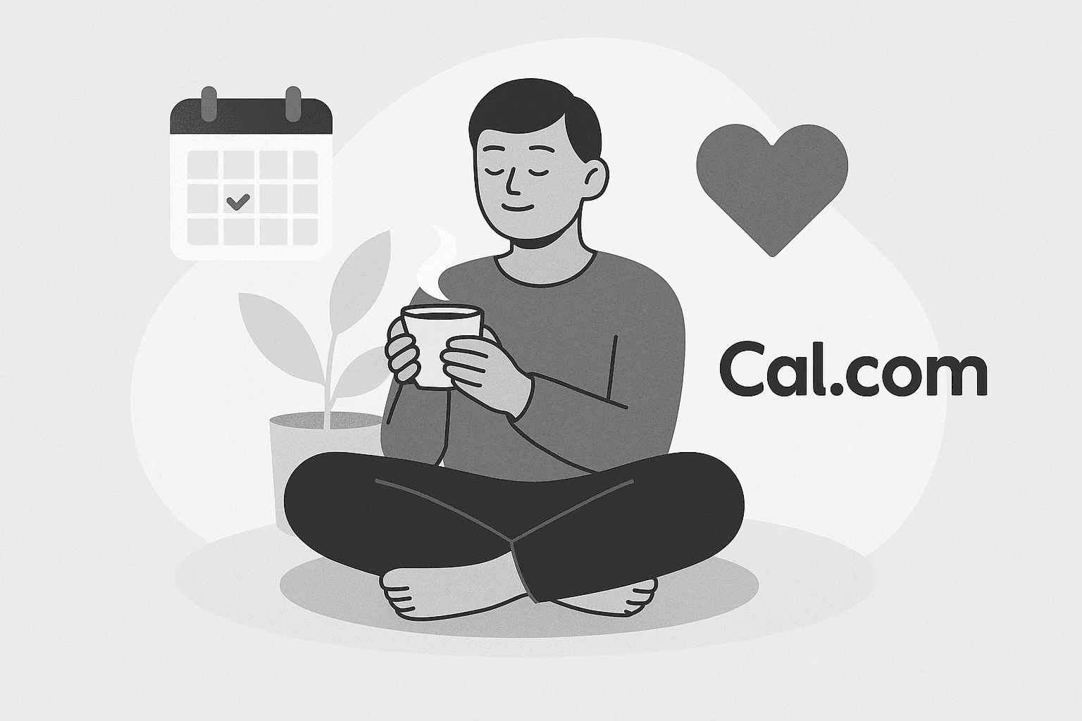 Illustration of a person meditating with a cup of tea