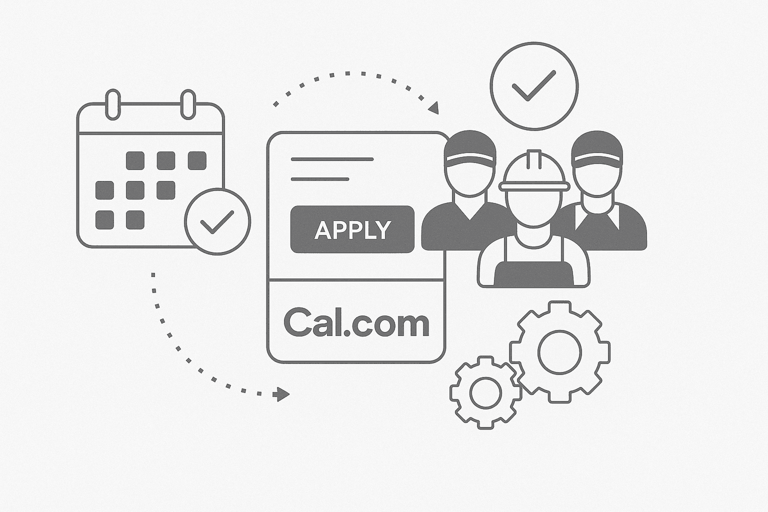 Illustration of calendar, apply form and frontline workers icons
