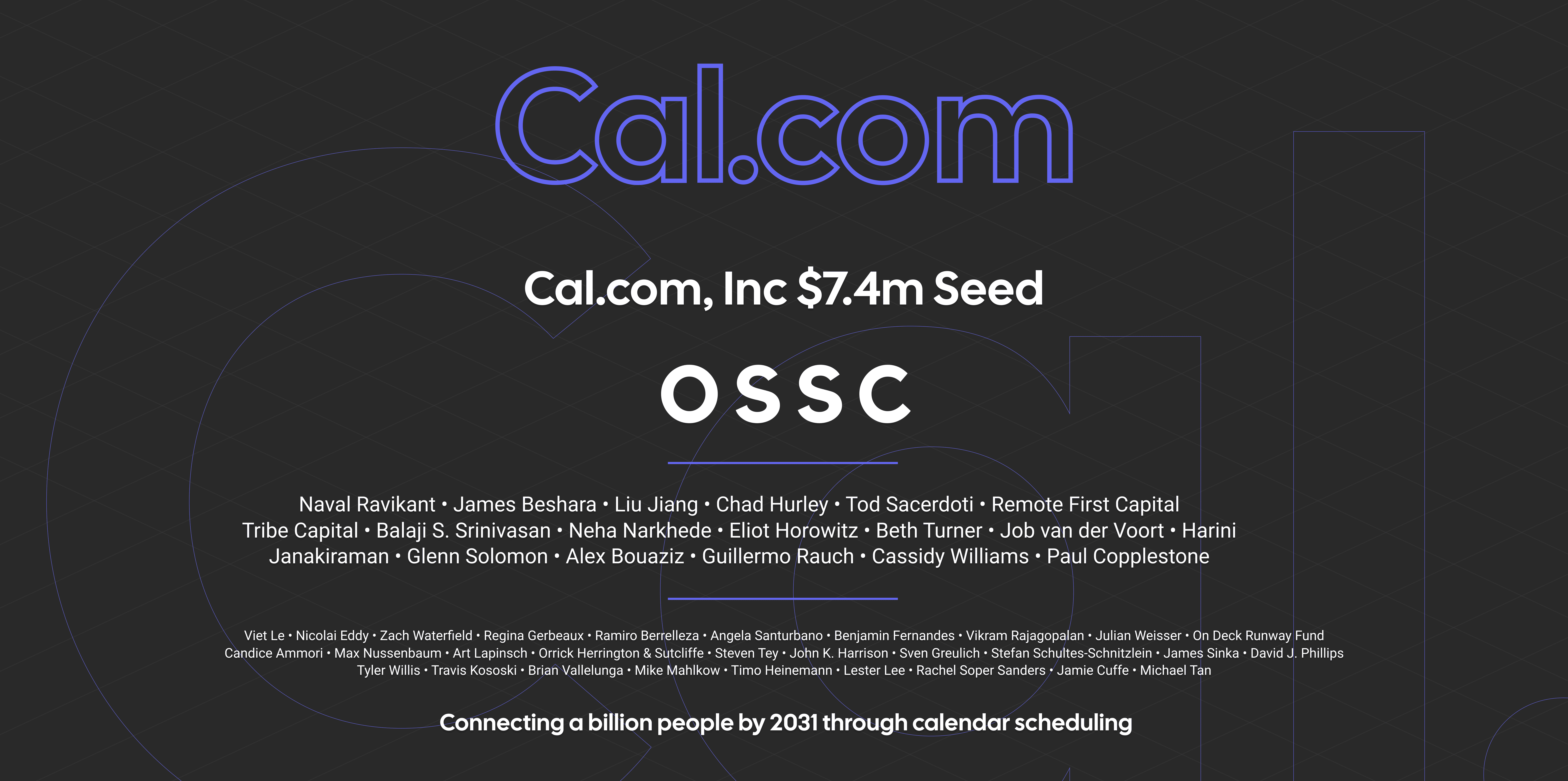 Cal.com seed funding announcement slide