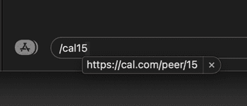 macOS Spotlight search with Cal.com shortcut