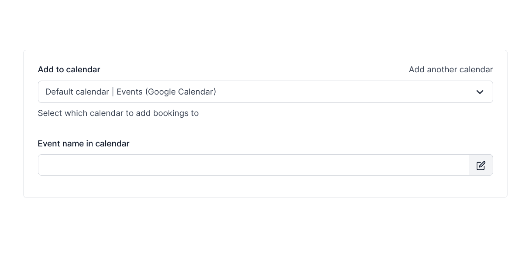Cal.com add to calendar and event name settings
