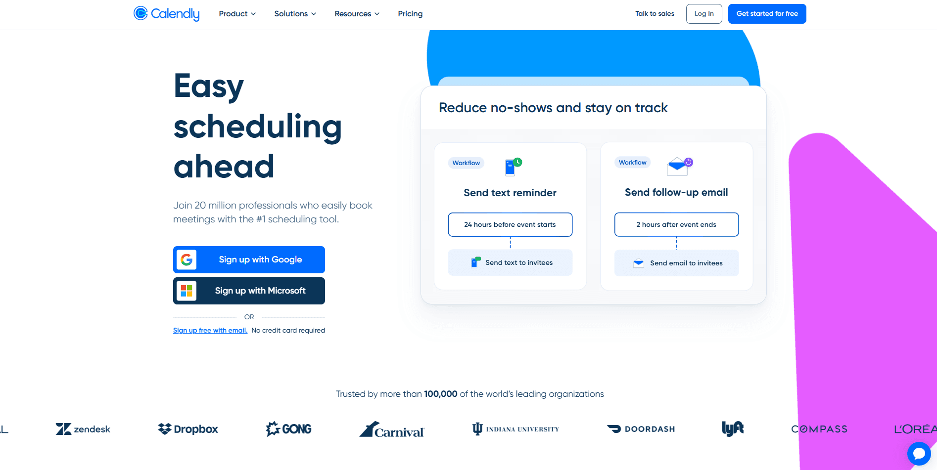 Calendly homepage hero section