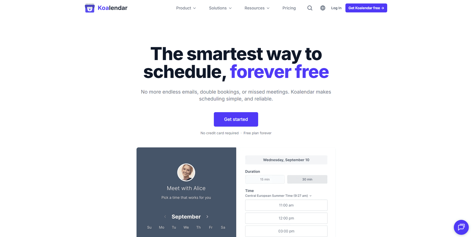 Koalendar scheduling tool homepage