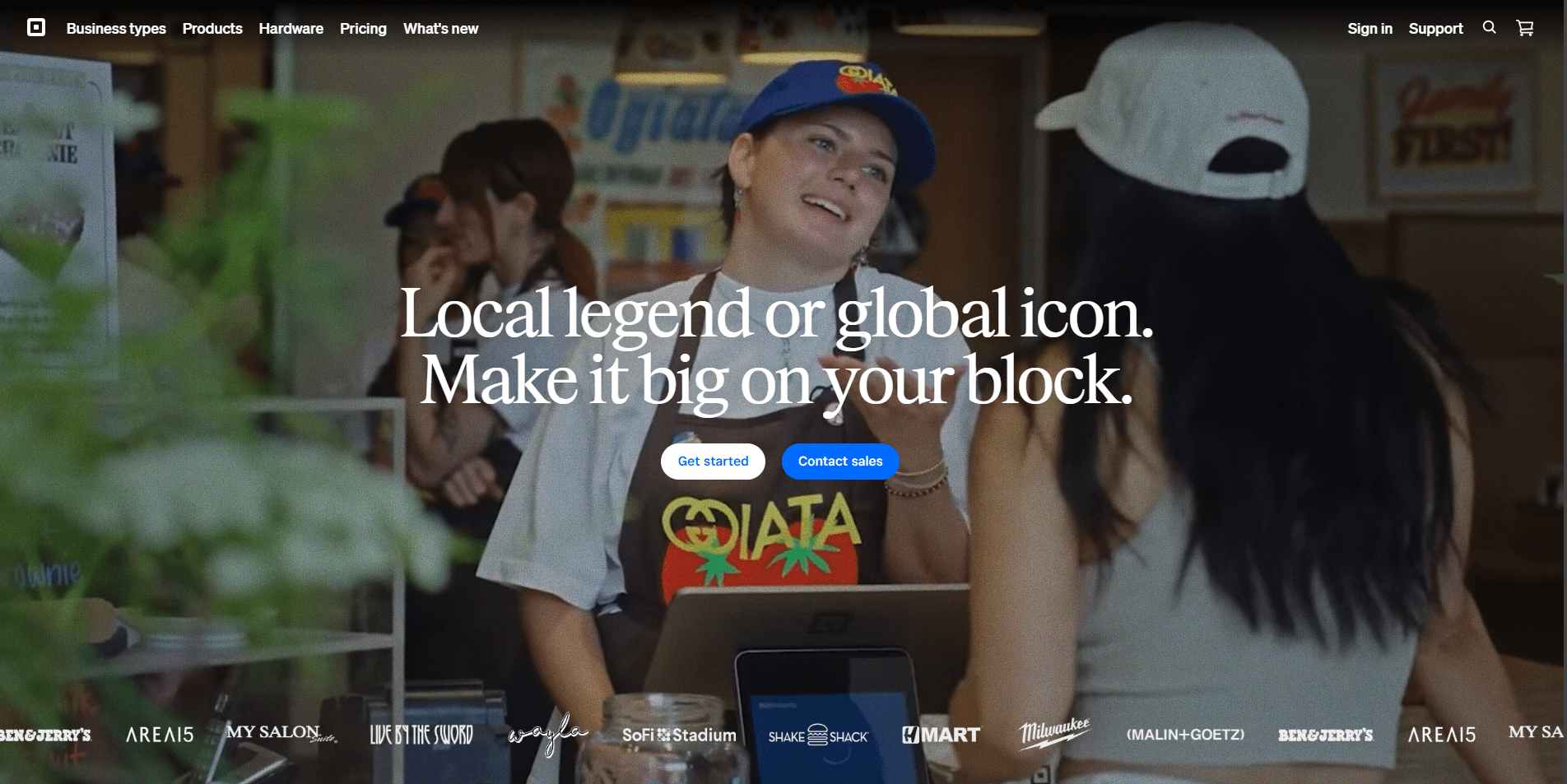 Square homepage hero for local businesses