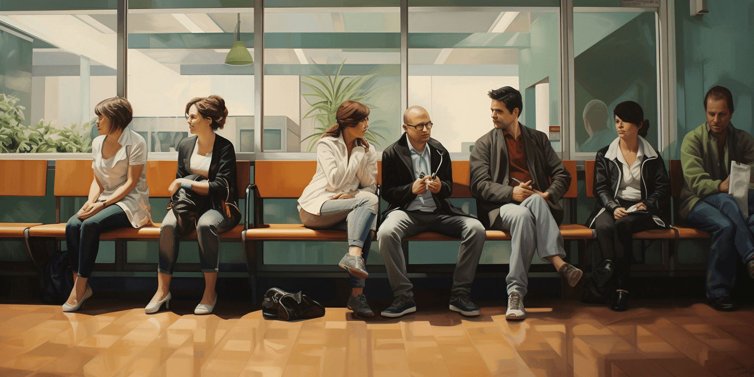 Illustration of people sitting in a waiting room