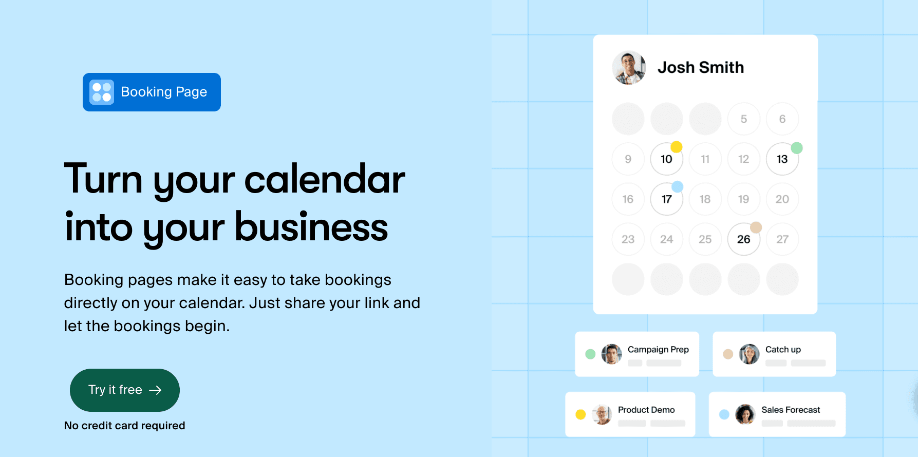 Cal.com booking page turning a calendar into a business