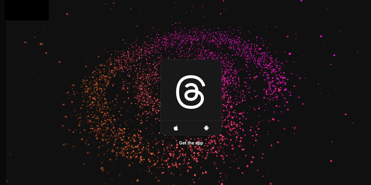 Threads app icon over a colorful particle burst