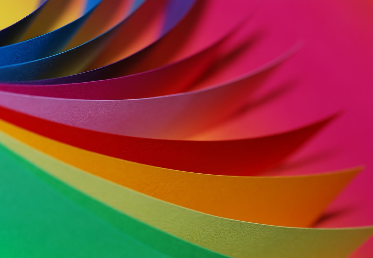 Abstract illustration of colorful layered paper curves