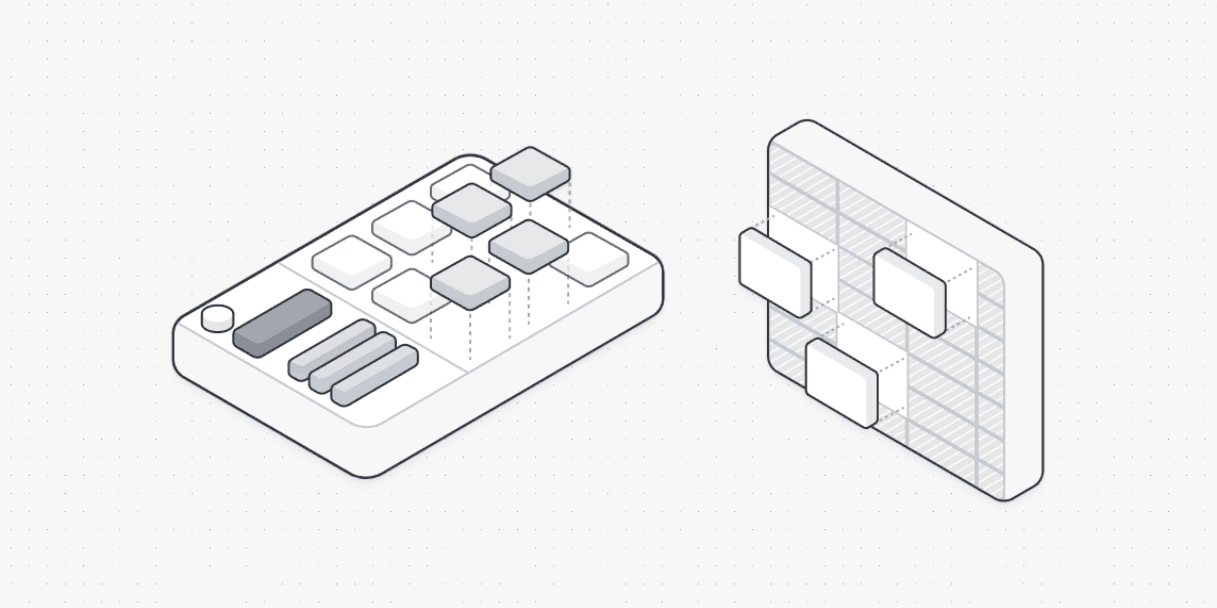 Illustration of a keypad and a connected app grid