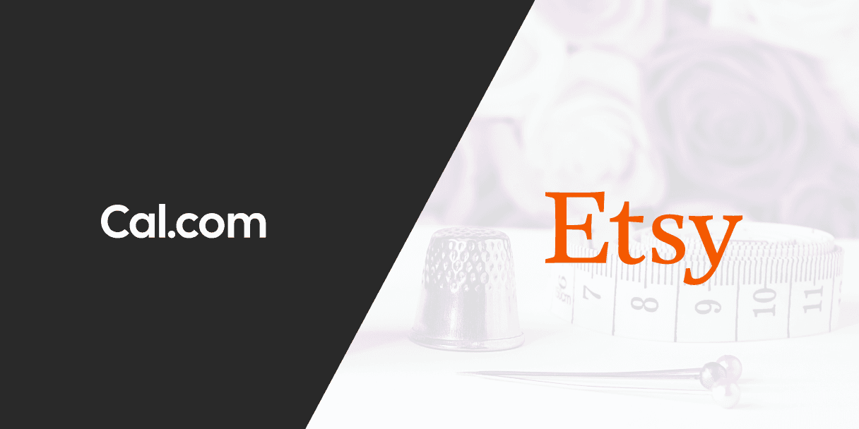 Cal.com and Etsy logos with a measuring tape