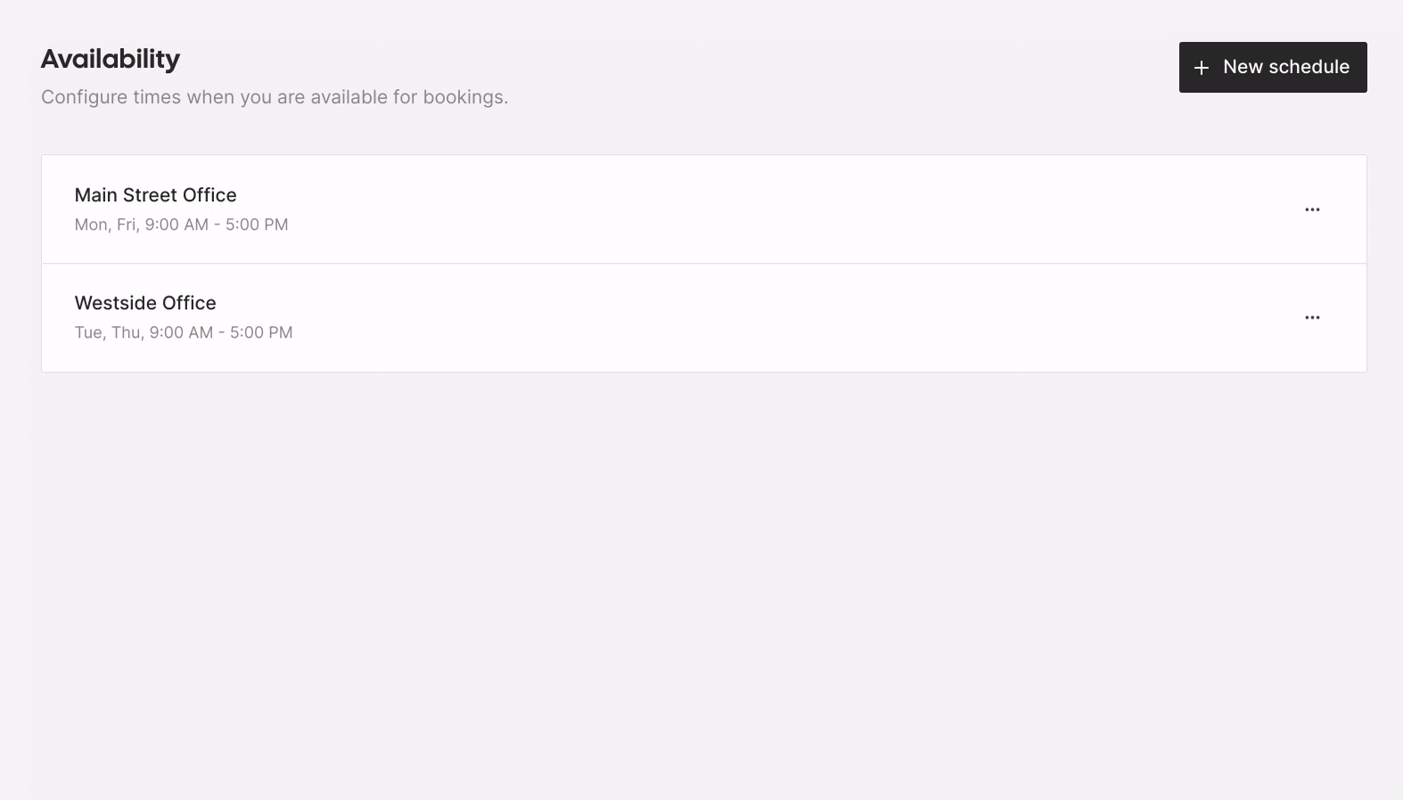 Cal.com availability settings with two schedules