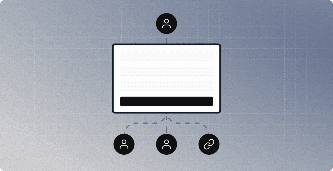 Illustration of a booking page linking to team members