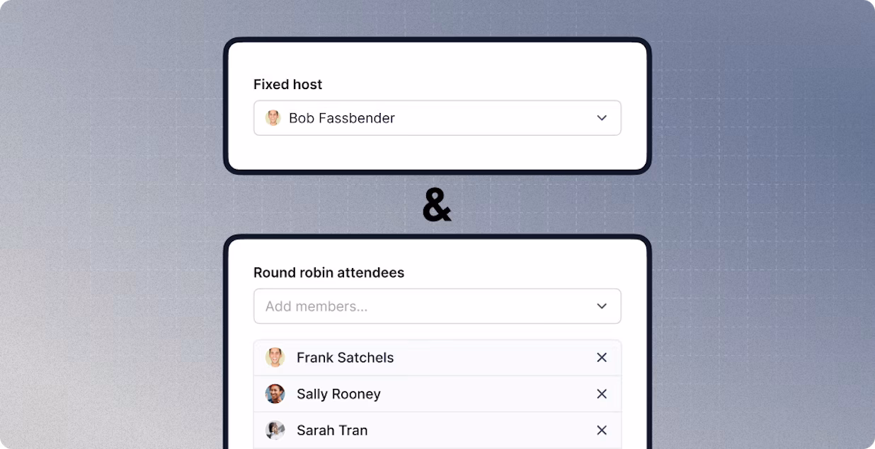 Cal.com round robin host and attendees selection UI