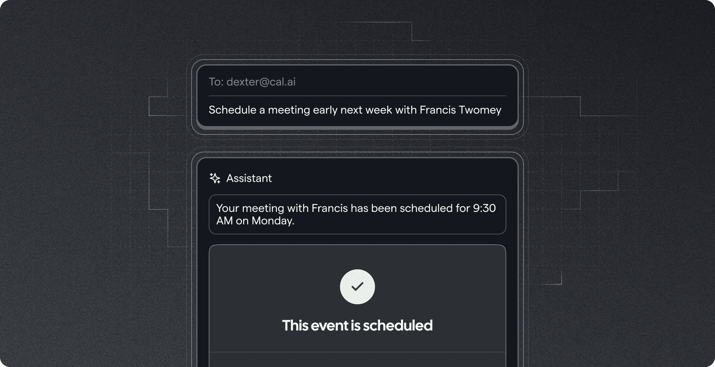Cal AI assistant scheduling chat interface