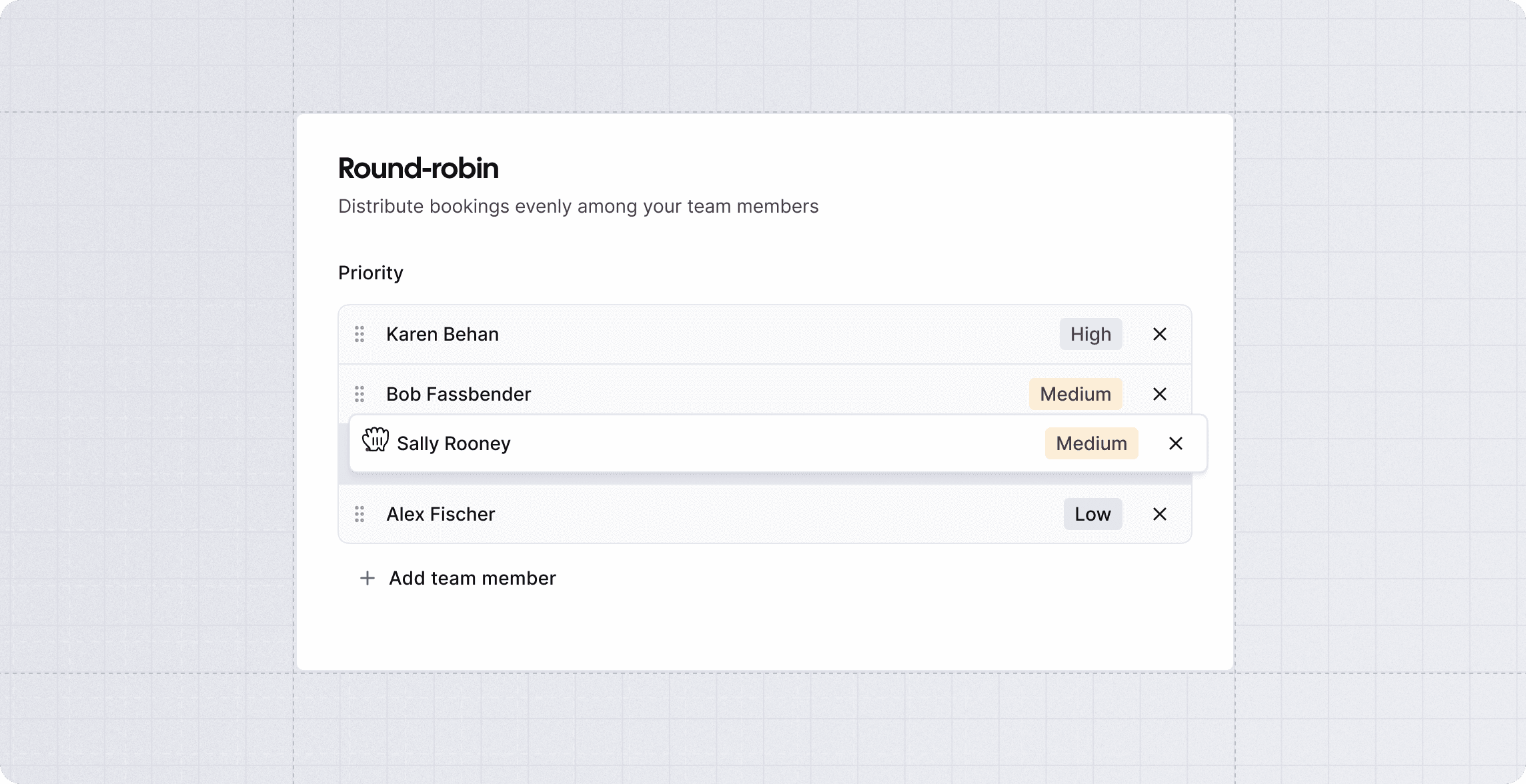 Screenshot of a round-robin priority settings card