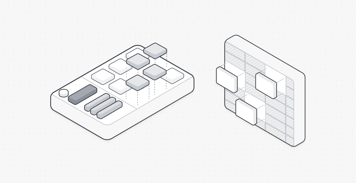 Abstract illustration of connected settings panels