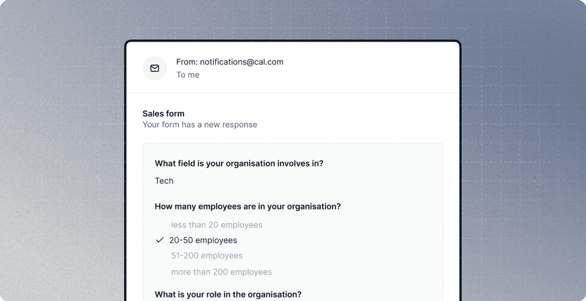 Email notification of a new form response