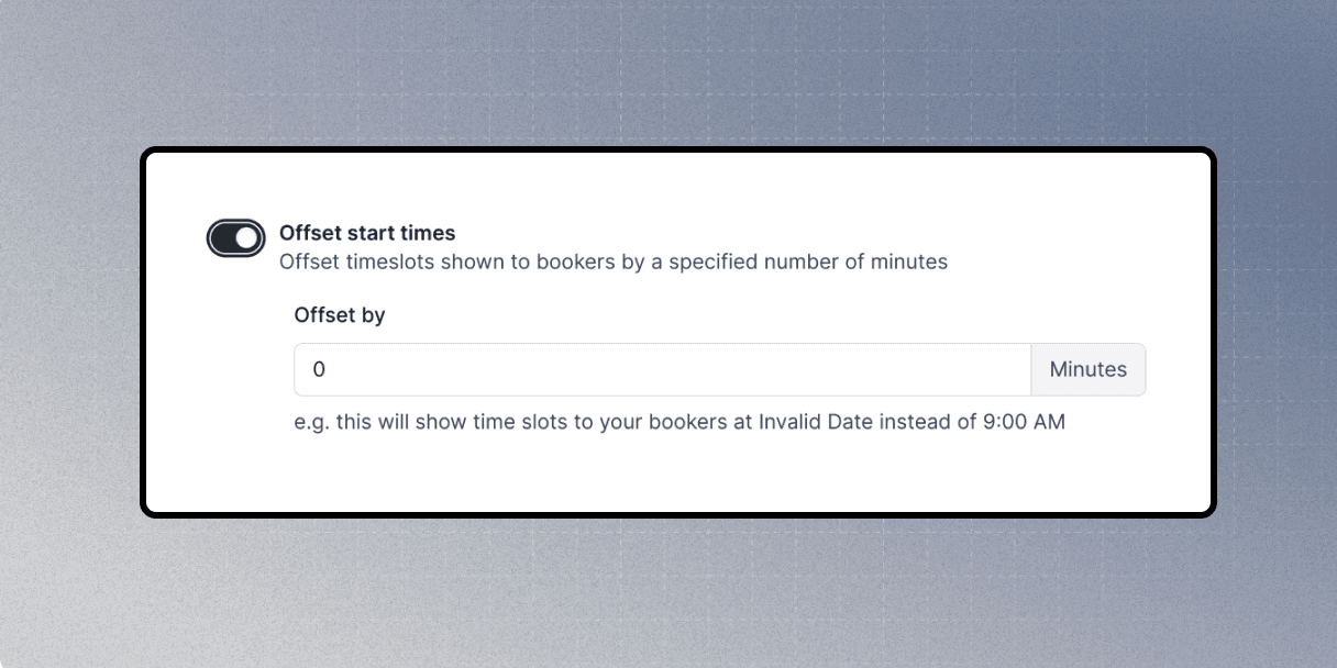 Cal.com offset start times settings toggle