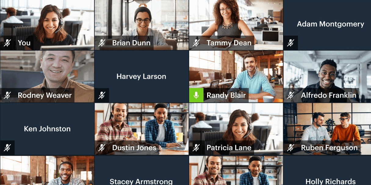Grid of video call participant thumbnails