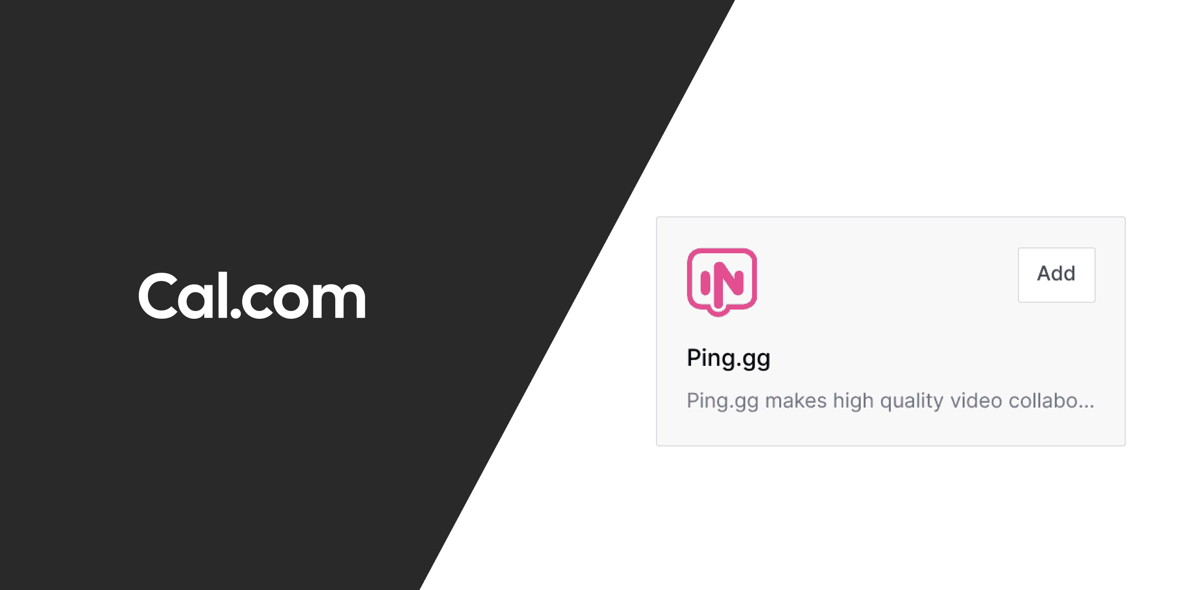 Ping.gg app listing card beside Cal.com logo