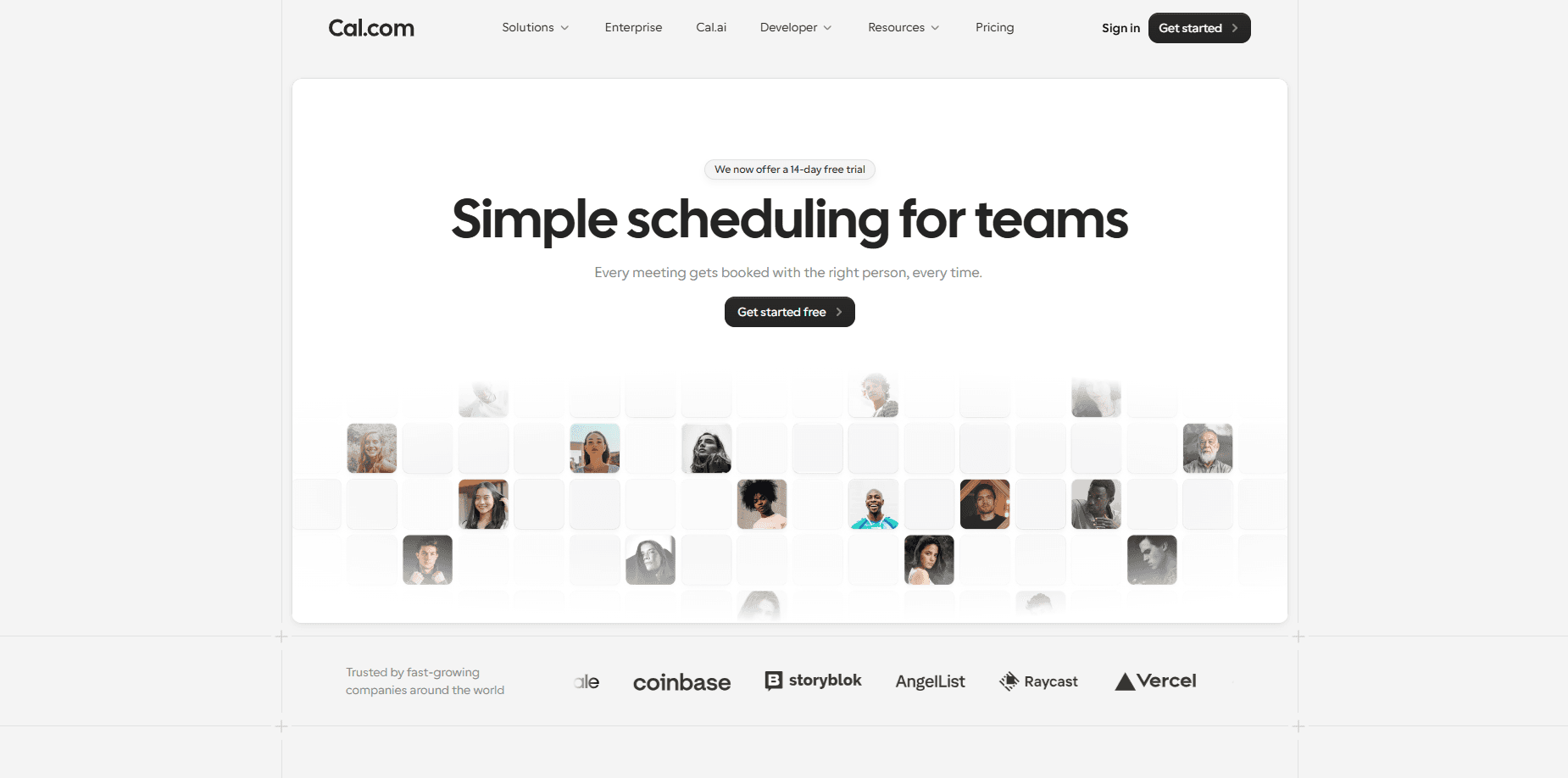 Cal.com homepage hero for team scheduling