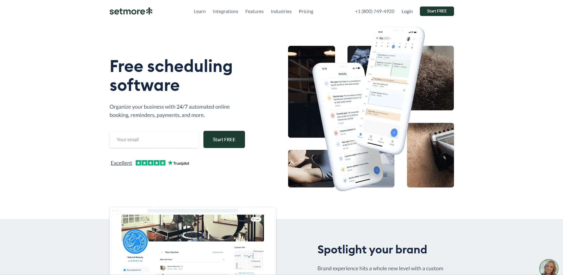 Setmore homepage