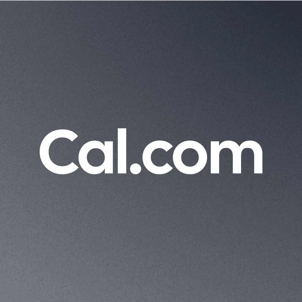 Cal.com logo on a dark gradient background