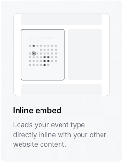 Screenshot of Cal.com inline embed option