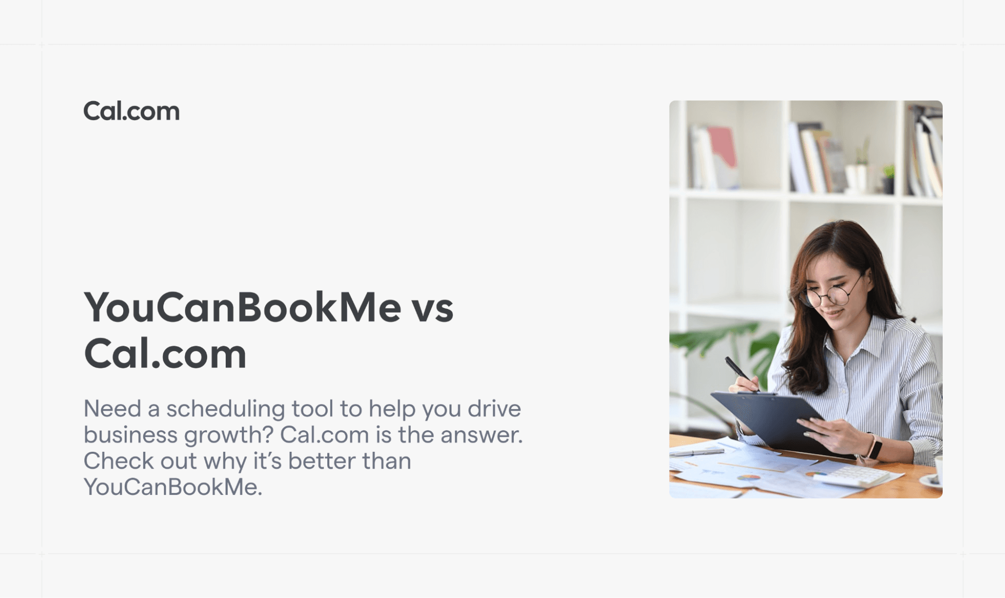 Cal.com blog banner comparing YouCanBookMe and Cal.com