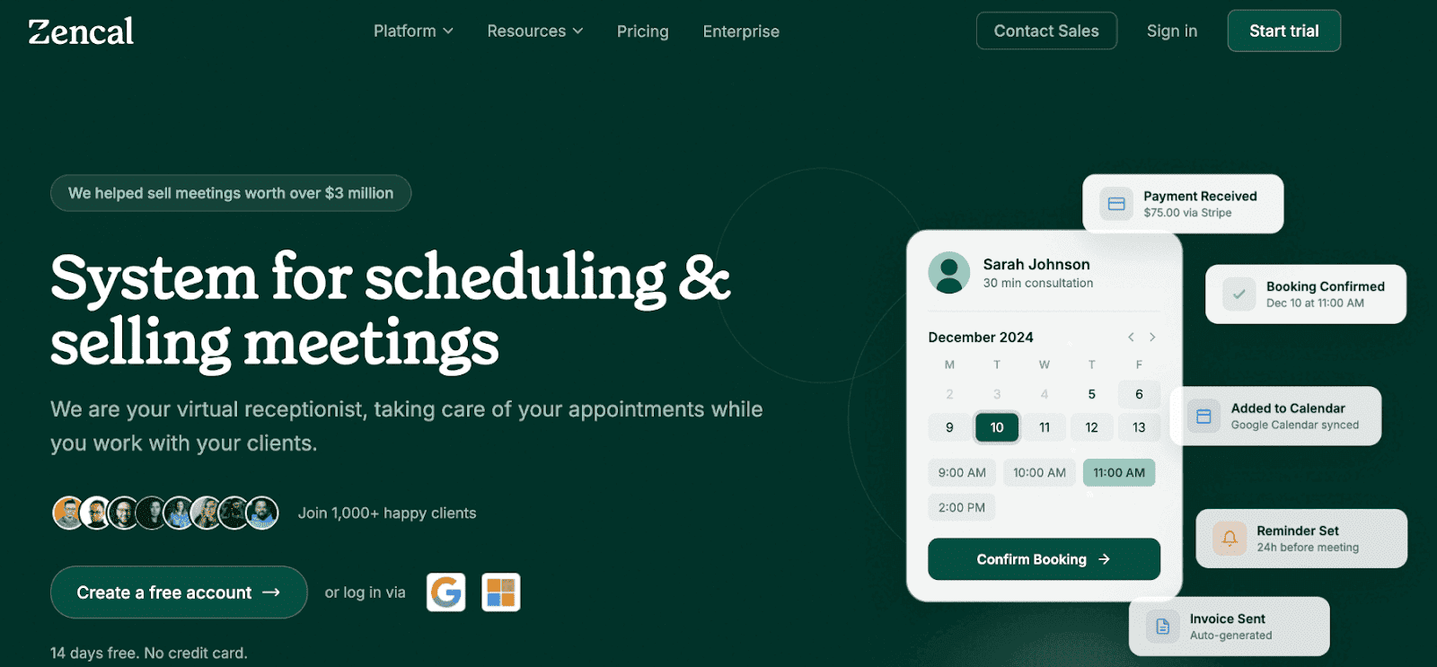 Zencal homepage